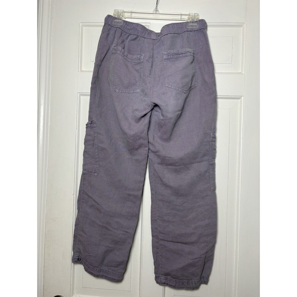 Nicole Miller Cargo Jogger Pants Women’s 30x27 Purple 100% Linen Soft Breathable - Picture 3 of 6